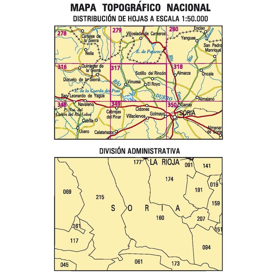 Carte topographique de l'Espagne n° 0317 - Vinuesa | CNIG - 1/50 000 carte pliée CNIG 