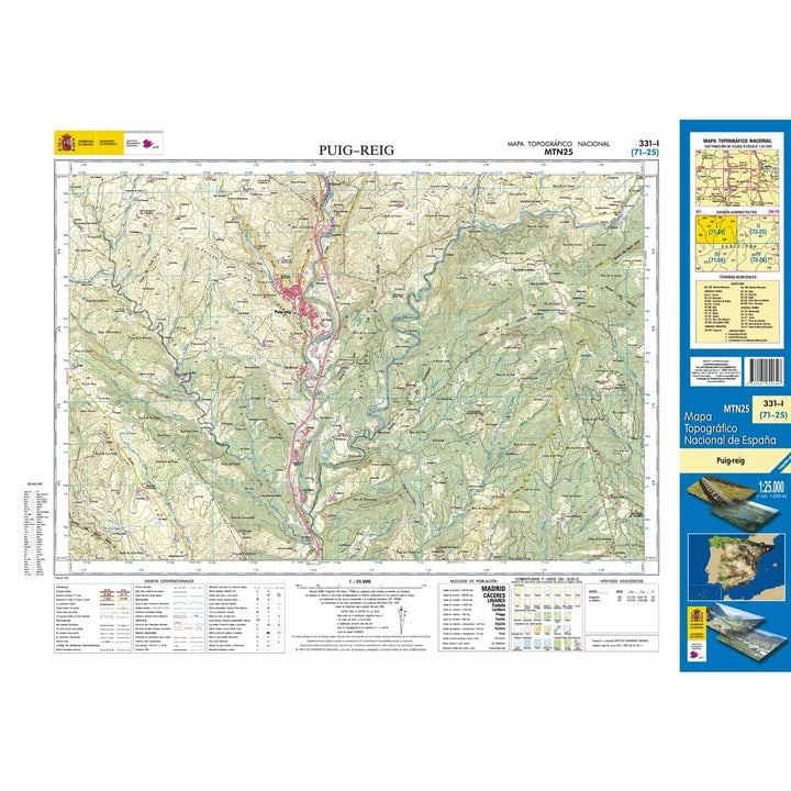 Carte topographique de l'Espagne n° 0331.1 - Puig-Reig | CNIG - 1/25 000 carte pliée CNIG 