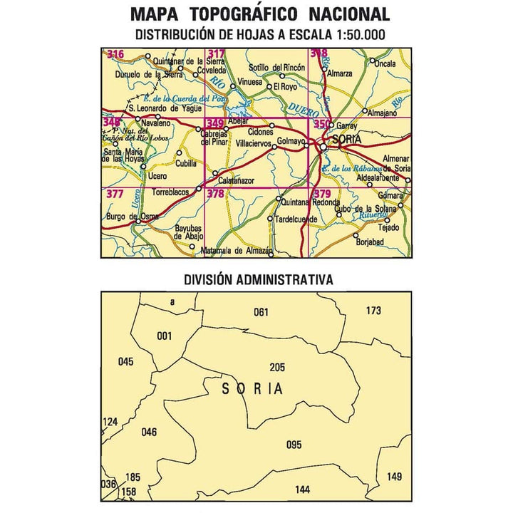 Carte topographique de l'Espagne n° 0349 - Cabrejas del Pinar | CNIG - 1/50 000 carte pliée CNIG 