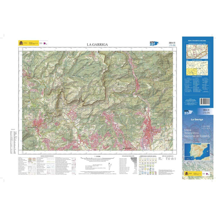 Carte topographique de l'Espagne n° 0364.3 - La Garriga | CNIG - 1/25 000 carte pliée CNIG 