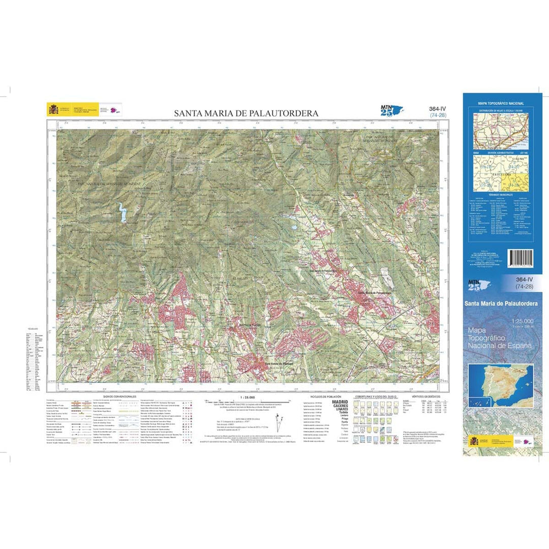 Carte topographique de l'Espagne n° 0364.4 - Santa Maria de Palautordera | CNIG - 1/25 000 carte pliée CNIG 