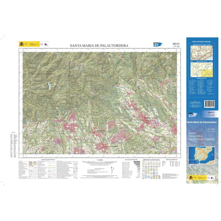 Carte topographique de l'Espagne n° 0364.4 - Santa Maria de Palautordera | CNIG - 1/25 000 carte pliée CNIG 