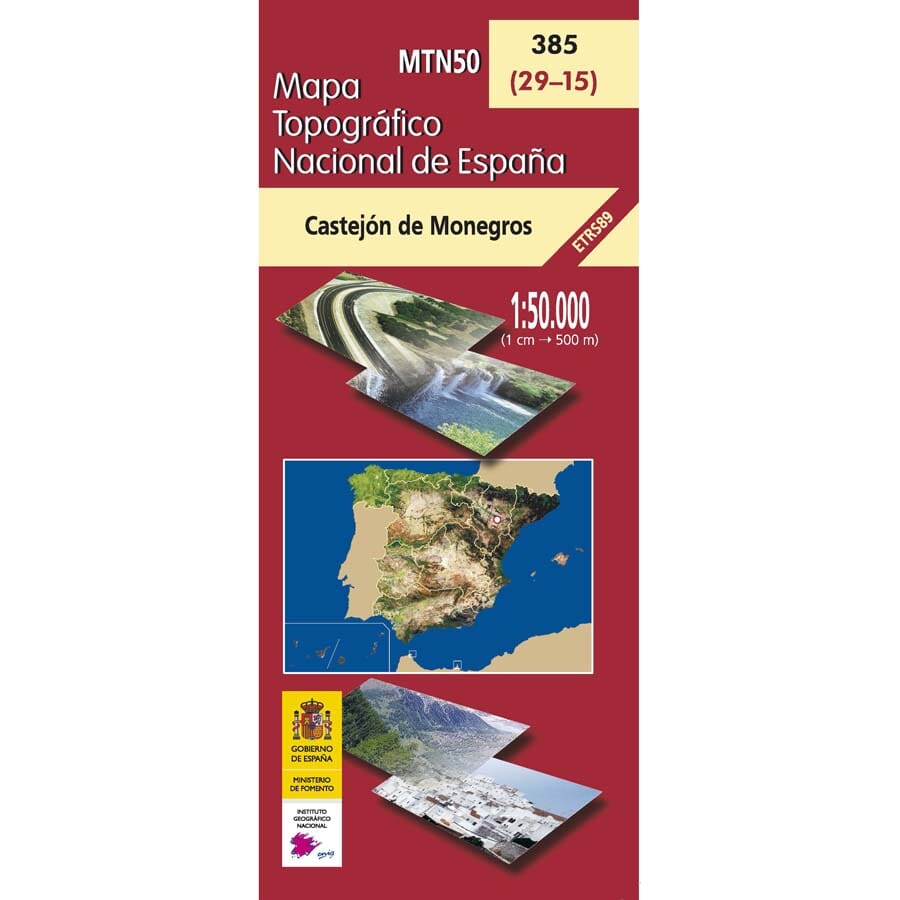 Carte topographique de l'Espagne n° 0385 - Castejón de Monegros | CNIG - 1/50 000 carte pliée CNIG 