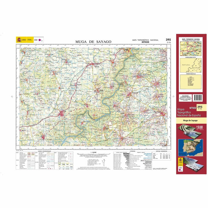Carte topographique de l'Espagne n° 0395 - Muga de Sayago| CNIG - 1/50 000 carte pliée CNIG 