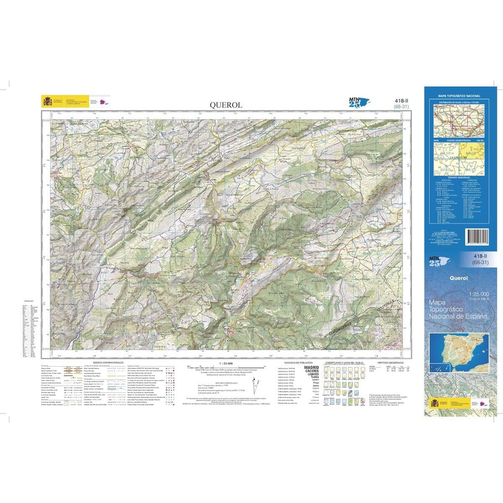 Carte topographique de l'Espagne n° 0418.2 - Querol | CNIG - 1/25 000 carte pliée CNIG 