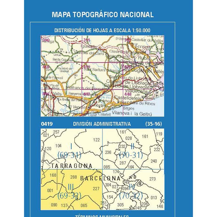 Carte topographique de l'Espagne n° 0419.3 - Sant Martí Sarroca 1/25 | CNIG - 1/25 000 carte pliée CNIG 