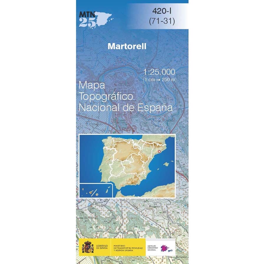 Carte topographique de l'Espagne n° 0420.1 - Martorell | CNIG - 1/25 000 carte pliée CNIG 