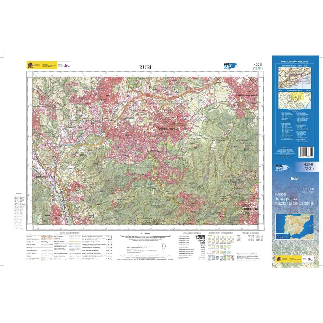 Carte topographique de l'Espagne n° 0420.2 - Rubí | CNIG - 1/25 000 carte pliée CNIG 