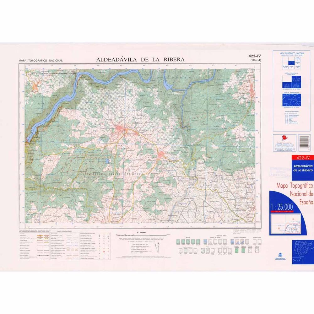 Carte topographique de l'Espagne n° 0422.4 - Aldeadávila de la Ribera | CNIG - 1/25 000 carte pliée CNIG 