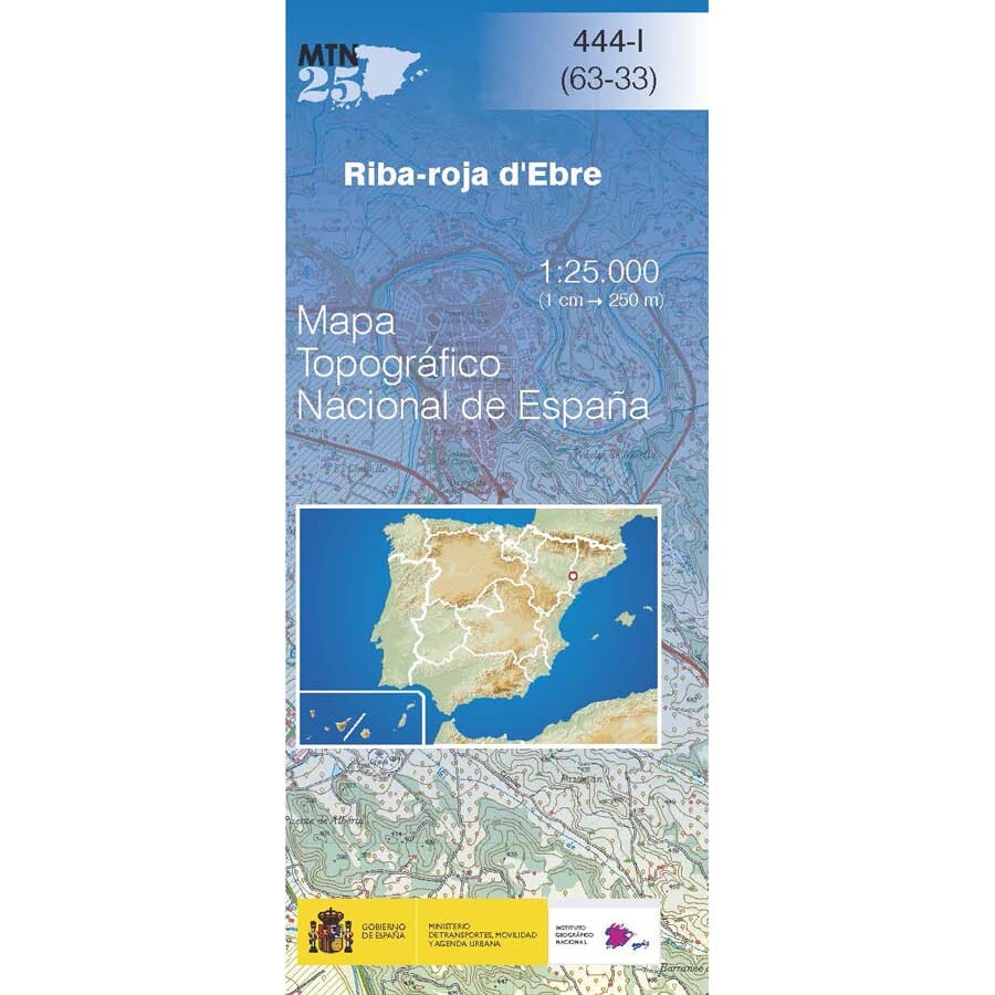 Carte topographique de l'Espagne n° 0444.1 - Riba-roja d´Ebre | CNIG - 1/25 000 carte pliée CNIG 