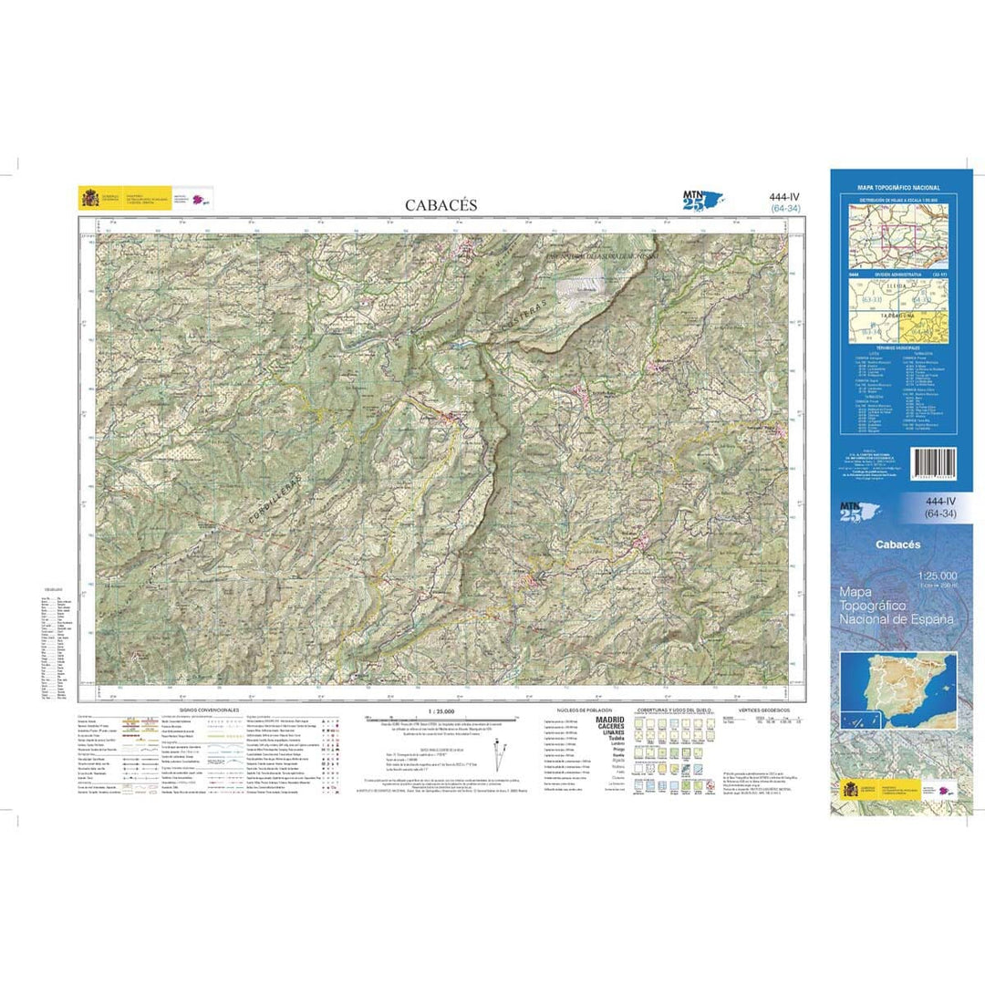 Carte topographique de l'Espagne n° 0444.4 - Cabacés | CNIG - 1/25 000 carte pliée CNIG 