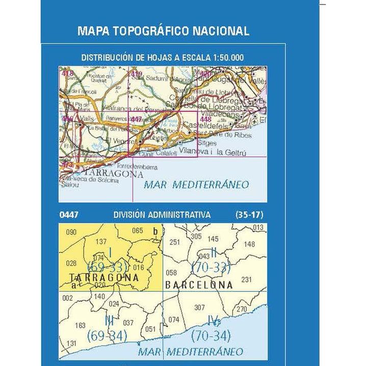 Carte topographique de l'Espagne n° 0447.1 - L'Arboç 1/25 | CNIG - 1/25 000 carte pliée CNIG 