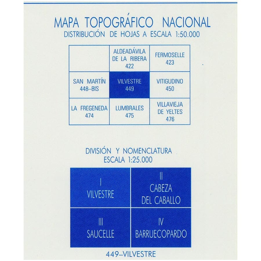 Carte topographique de l'Espagne n° 0449.1 - Vilvestre | CNIG - 1/25 000 carte pliée CNIG 