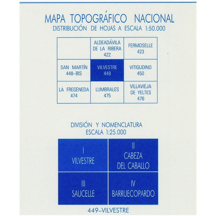 Carte topographique de l'Espagne n° 0449.1 - Vilvestre | CNIG - 1/25 000 carte pliée CNIG 