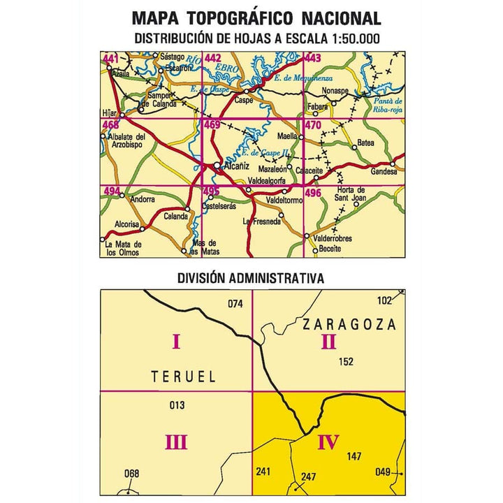 Carte topographique de l'Espagne n° 0469.4 - Mazaleón | CNIG - 1/25 000 carte pliée CNIG 