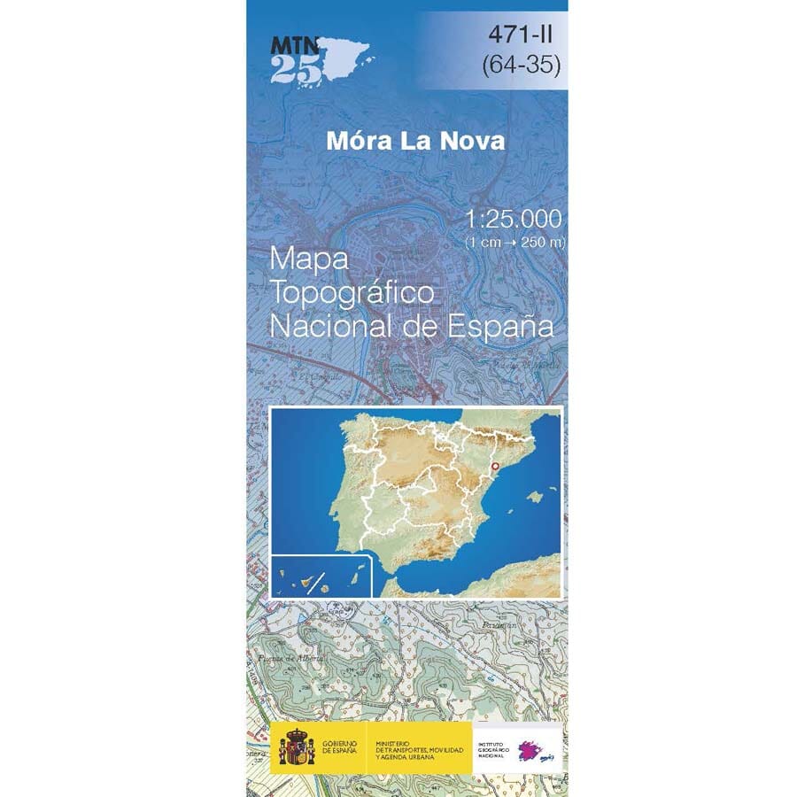 Carte topographique de l'Espagne n° 0471.2 - Móra La Nova | CNIG - 1/25 000 carte pliée CNIG 