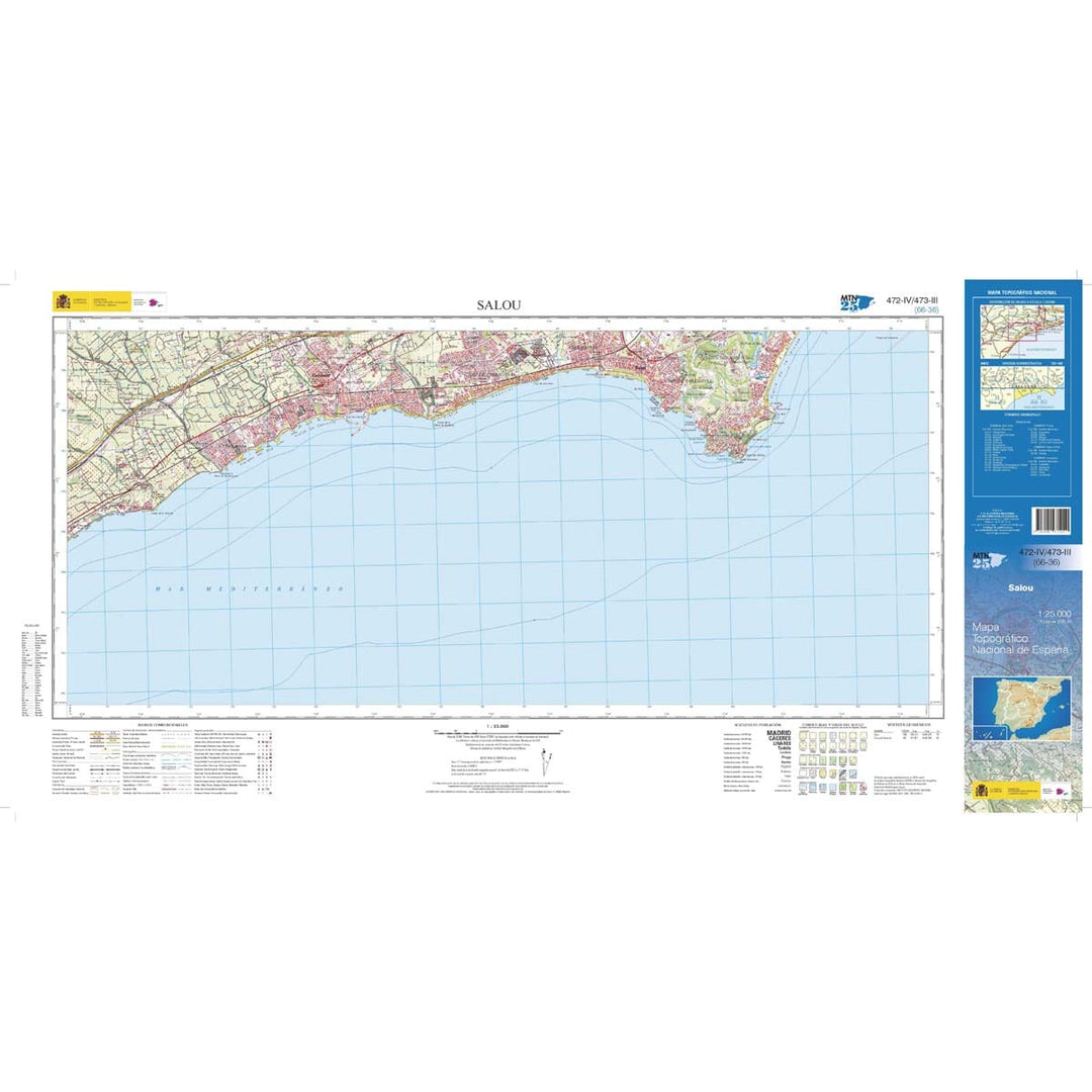 Carte topographique de l'Espagne n° 0472.4/473.3 - Salou | CNIG - 1/25 000 carte pliée CNIG 