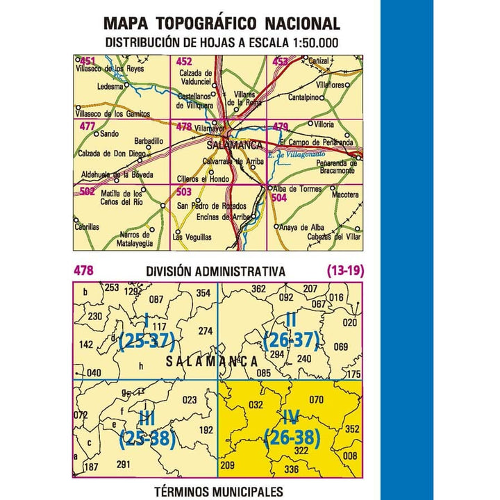 Carte topographique de l'Espagne n° 0478.4 - Calvarrasa de Arriba | CNIG - 1/25 000 carte pliée CNIG 