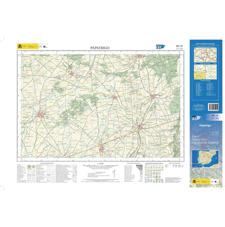 Carte topographique de l'Espagne n° 0481.3 - Papatrigo 1/25 | CNIG - 1/25 000 carte pliée CNIG 