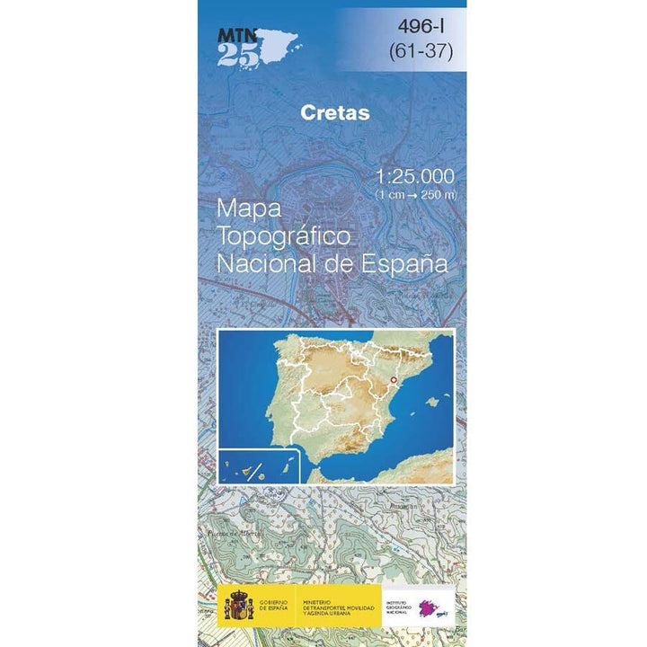 Carte topographique de l'Espagne n° 0496.1 - Cretas | CNIG - 1/25 000 carte pliée CNIG 