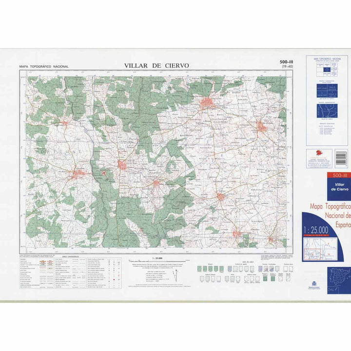 Carte topographique de l'Espagne n° 0500.3 - Villar de Ciervo | CNIG - 1/25 000 carte pliée CNIG 