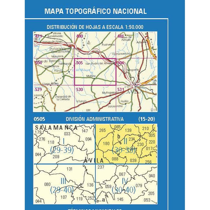 Carte topographique de l'Espagne n° 0505.2 - San Pedro del Arroyo 1/25 | CNIG - 1/25 000 carte pliée CNIG 