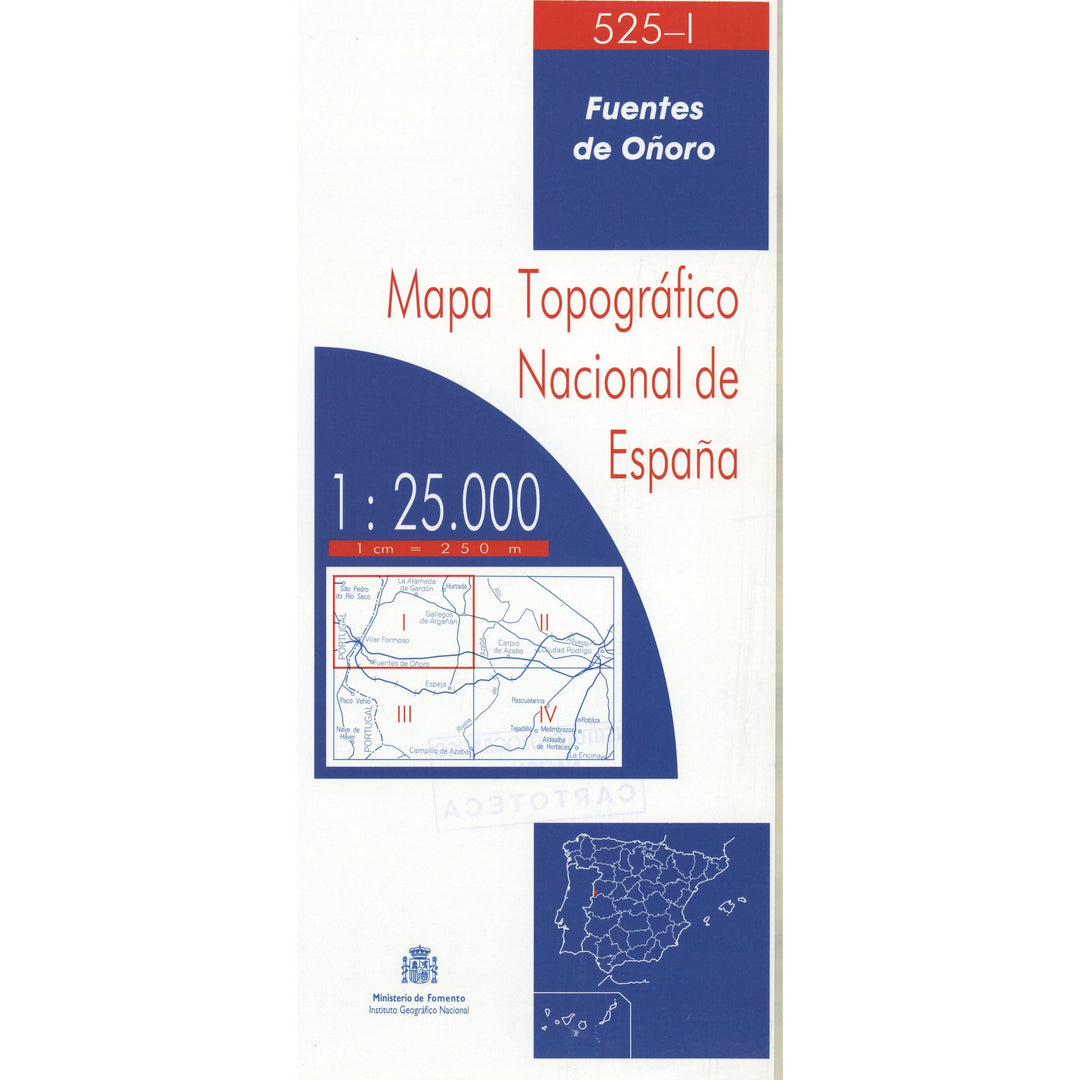 Carte topographique de l'Espagne n° 0525.1 - Fuentes de Oñoro | CNIG - 1/25 000 carte pliée CNIG 