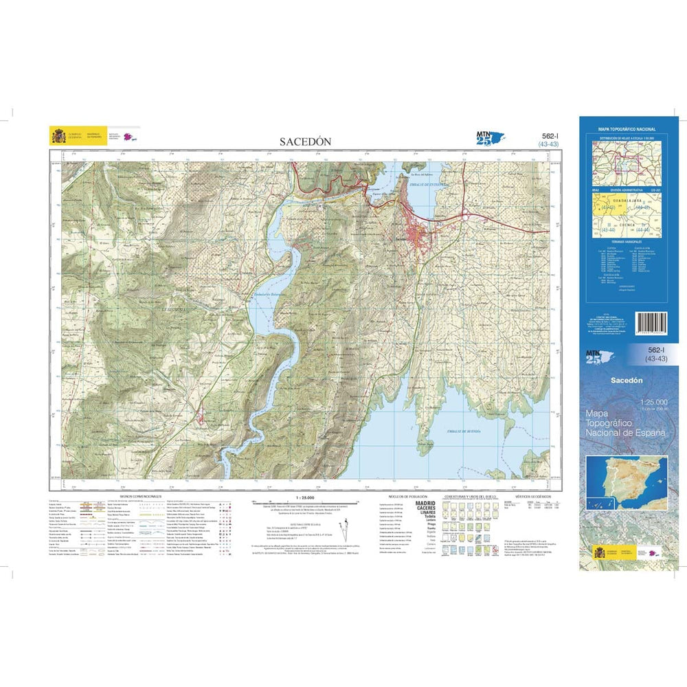 Carte topographique de l'Espagne n° 0562.1 - Sacedón | CNIG - 1/25 000 carte pliée CNIG 