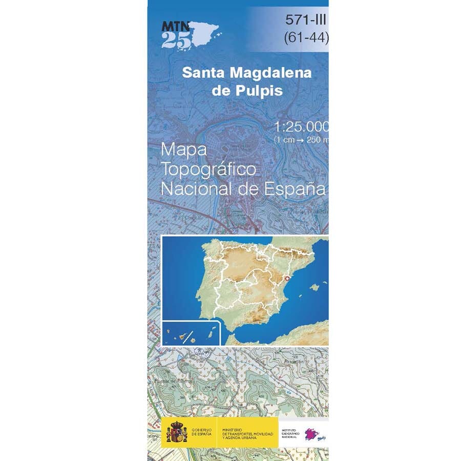 Carte topographique de l'Espagne n° 0571.3 - Sta. Magdalena de Pulpis | CNIG - 1/25 000 carte pliée CNIG 