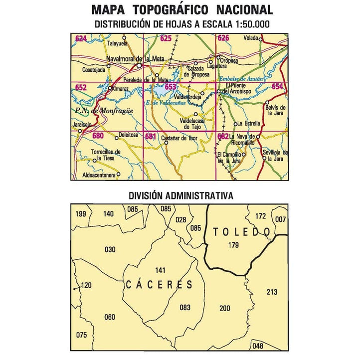 Carte topographique de l'Espagne n° 0653 - Valdeverdeja | CNIG - 1/50 000 carte pliée CNIG 