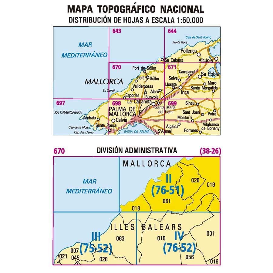 Carte topographique de l'Espagne n° 0670.2 - Sóller (Mallorca) | CNIG - 1/25 000 carte pliée CNIG 