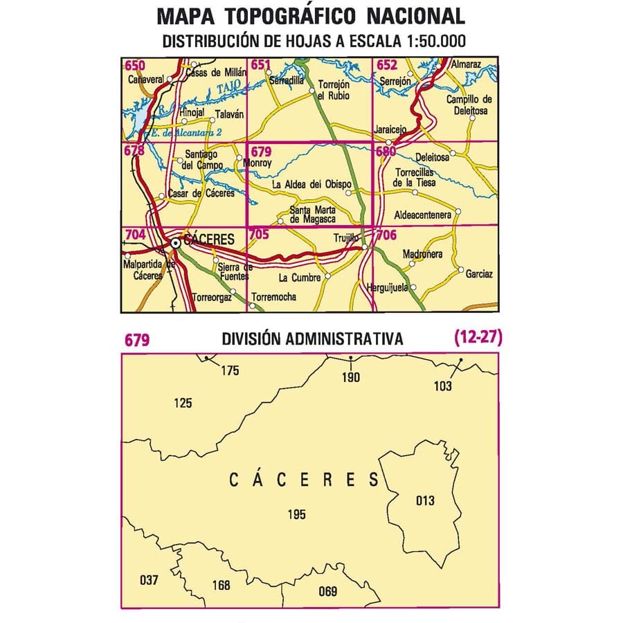 Carte topographique de l'Espagne n° 0679 - La Aldea del Obispo | CNIG - 1/50 000 carte pliée CNIG 