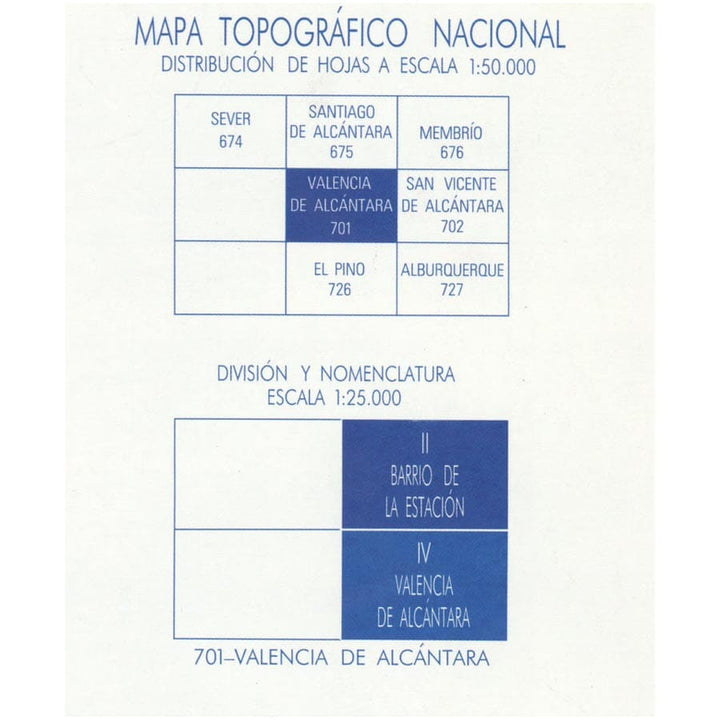 Carte topographique de l'Espagne n° 0701.4 - Valencia de Alcántara | CNIG - 1/25 000 carte pliée CNIG 