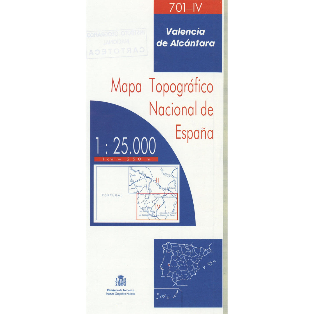 Carte topographique de l'Espagne n° 0701.4 - Valencia de Alcántara | CNIG - 1/25 000 carte pliée CNIG 