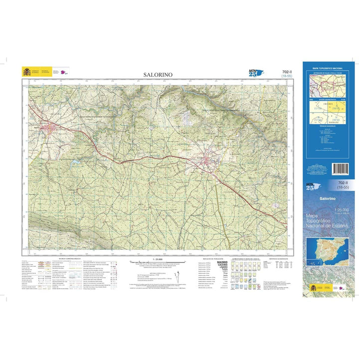 Carte topographique de l'Espagne n° 0702.2 - Salorino | CNIG - 1/25 000 carte pliée CNIG 