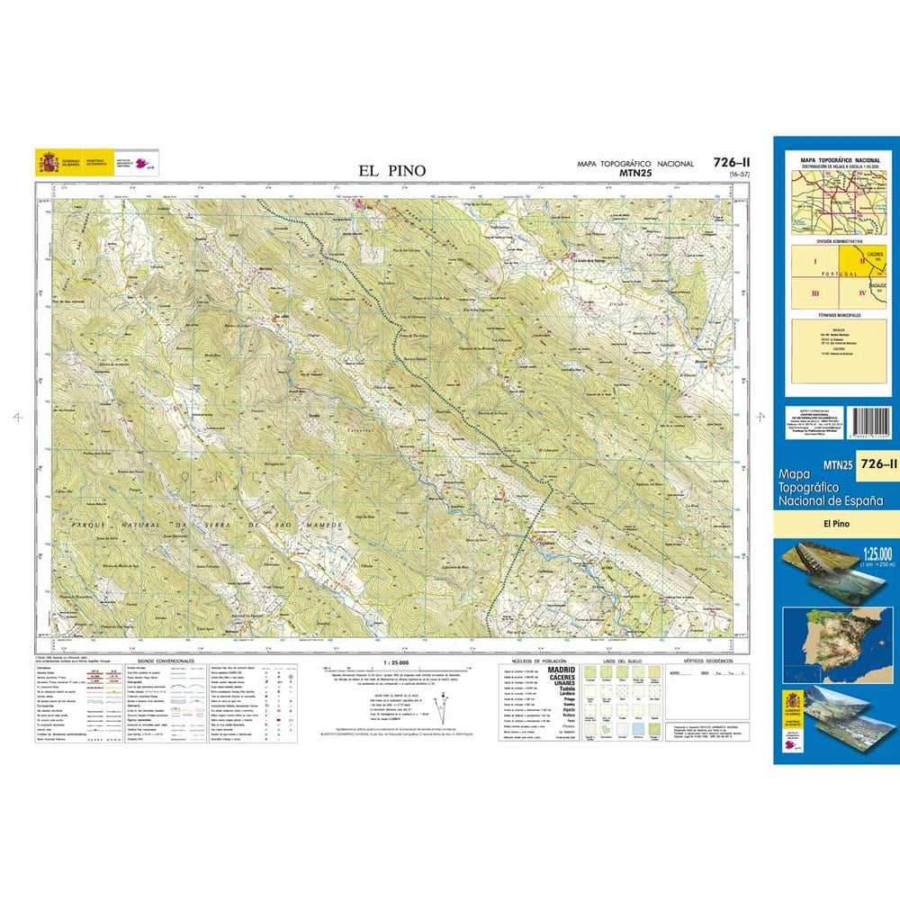 Carte topographique de l'Espagne n° 0726.2 - El Pino | CNIG - 1/25 000 carte pliée CNIG 