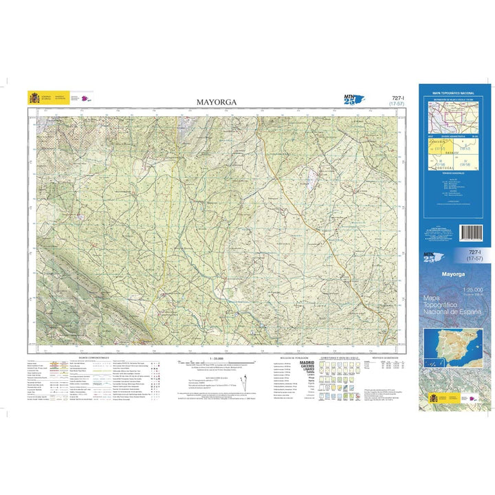 Carte topographique de l'Espagne n° 0727.1 - Mayorga | CNIG - 1/25 000 carte pliée CNIG 