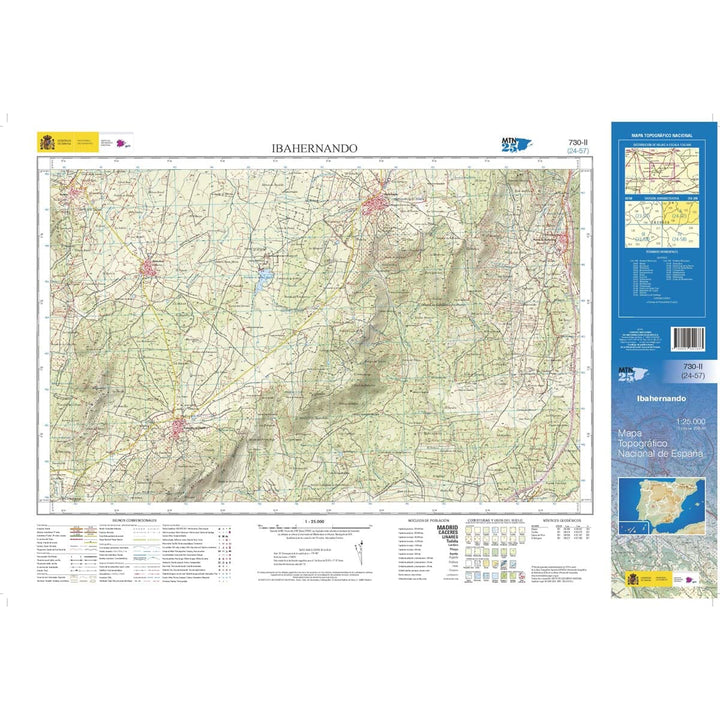 Carte topographique de l'Espagne n° 0730.2 - Ibahernando | CNIG - 1/25 000 carte pliée CNIG 