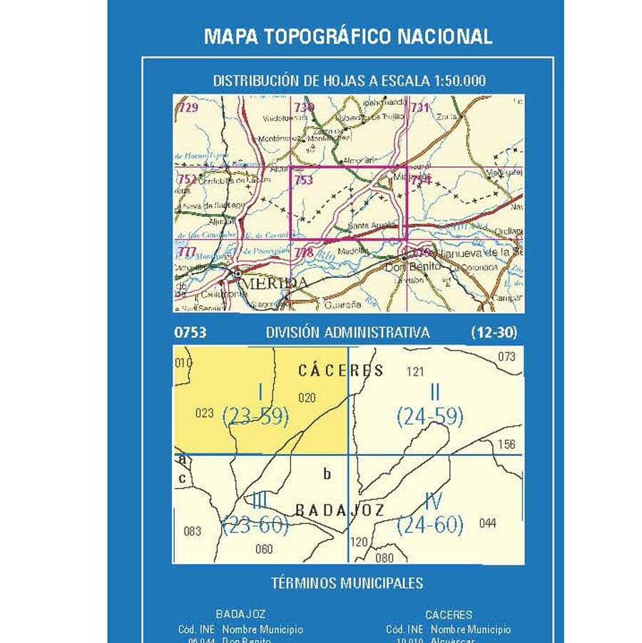 Carte topographique de l'Espagne n° 0753.1 - Sierra del Saltillo | CNIG - 1/25 000 carte pliée CNIG 