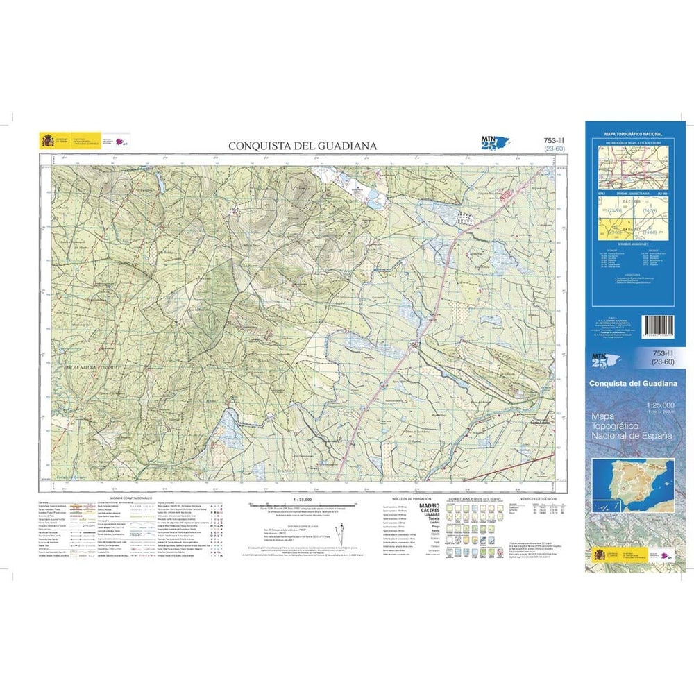 Carte topographique de l'Espagne n° 0753.3 - Conquista del Guadiana | CNIG - 1/25 000 carte pliée CNIG 