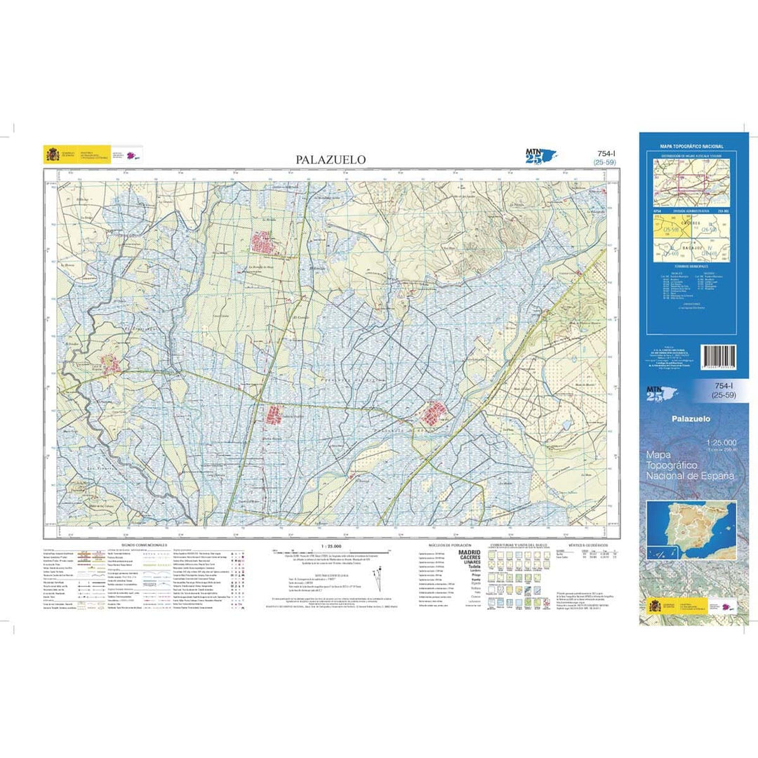 Carte topographique de l'Espagne n° 0754.1 - Palazuelo | CNIG - 1/25 000 carte pliée CNIG 