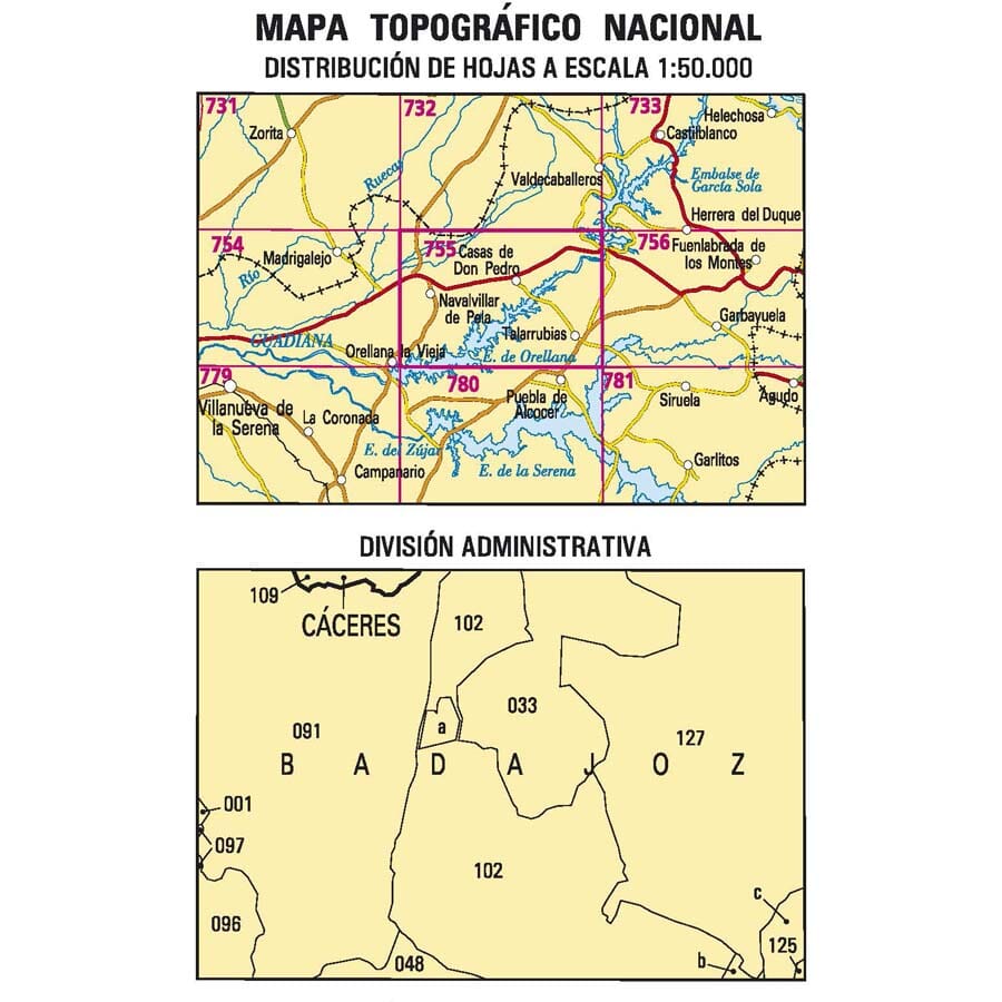 Carte topographique de l'Espagne n° 0755 - Navalvillar de Pela | CNIG - 1/50 000 carte pliée CNIG 