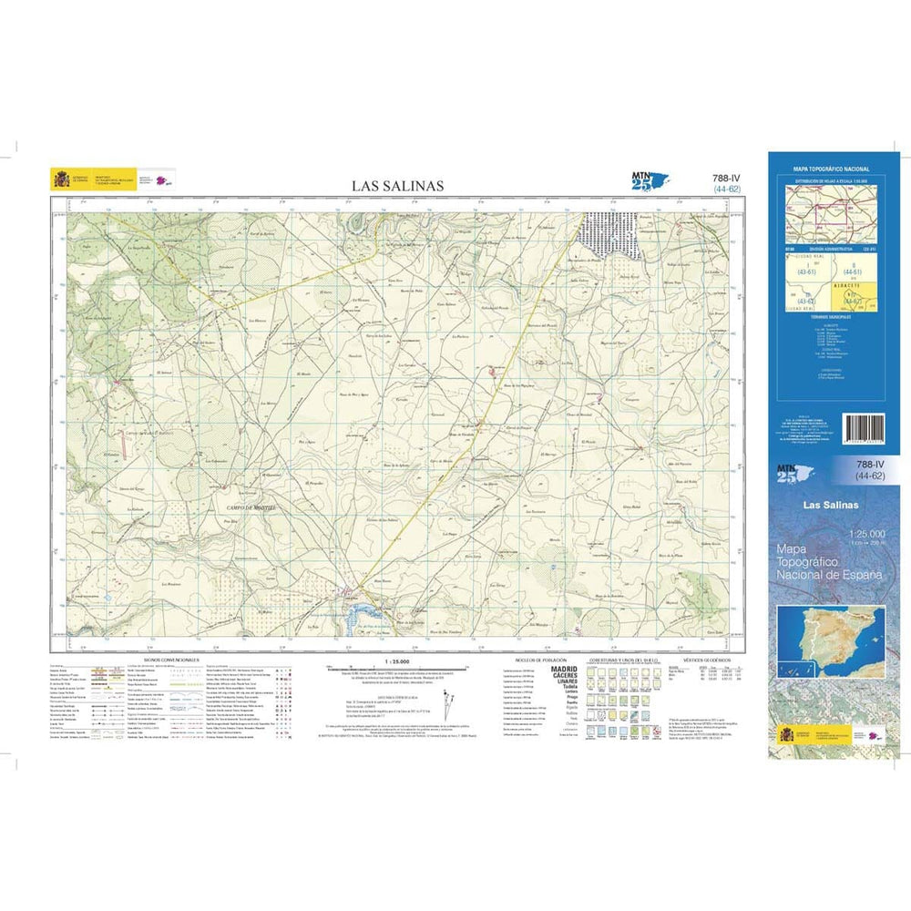 Carte topographique de l'Espagne n° 0788.4 - Las Salinas | CNIG - 1/25 000 carte pliée CNIG 