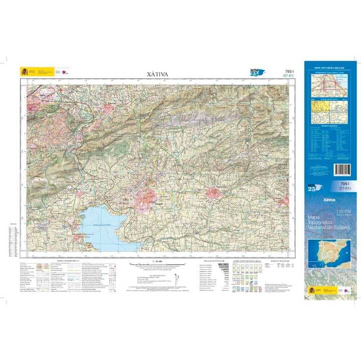 Carte topographique de l'Espagne n° 0795.1 - Xàtiva | CNIG - 1/25 000 carte pliée CNIG 