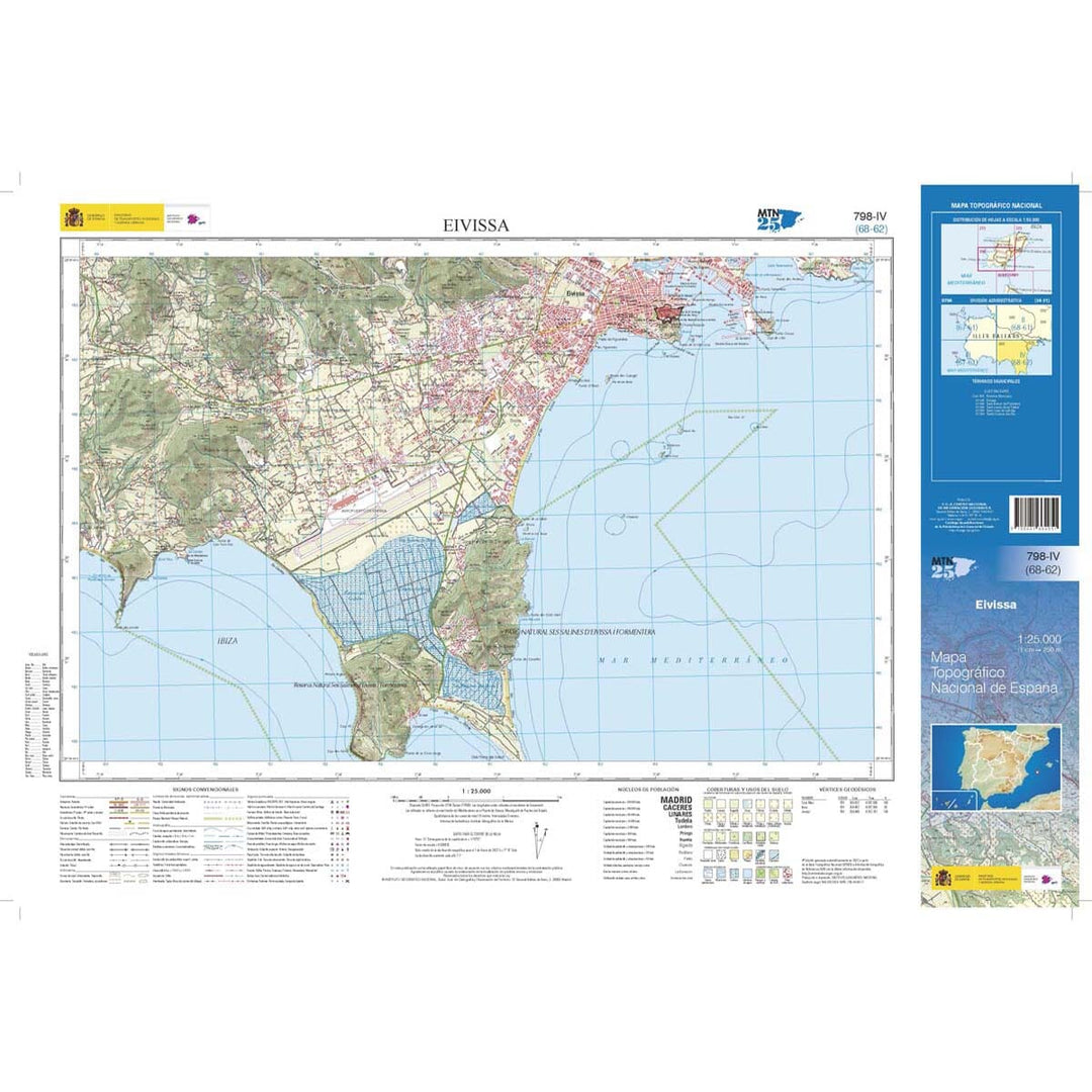 Carte topographique de l'Espagne n° 0798.4 - Eivissa (Ibiza) | CNIG - 1/25 000 carte pliée CNIG 