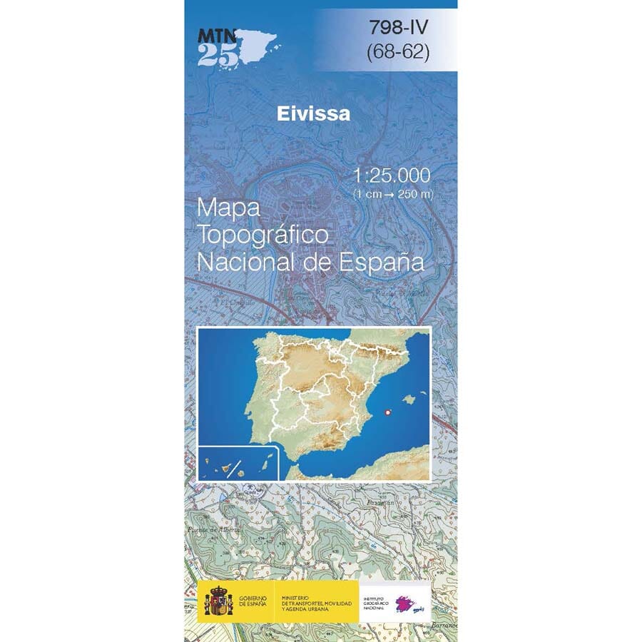 Carte topographique de l'Espagne n° 0798.4 - Eivissa (Ibiza) | CNIG - 1/25 000 carte pliée CNIG 