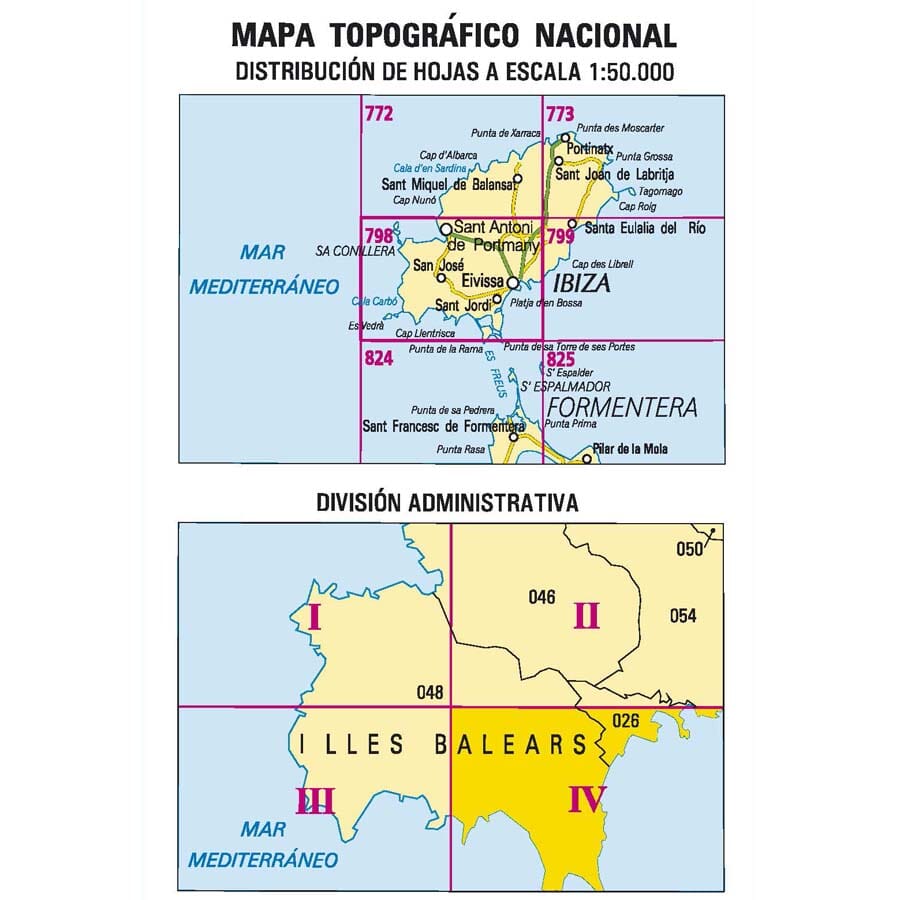 Carte topographique de l'Espagne n° 0798.4 - Eivissa (Ibiza) | CNIG - 1/25 000 carte pliée CNIG 