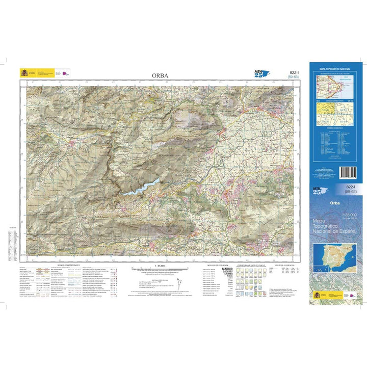 Carte topographique de l'Espagne n° 0822.1 - Orba | CNIG - 1/25 000 carte pliée CNIG 