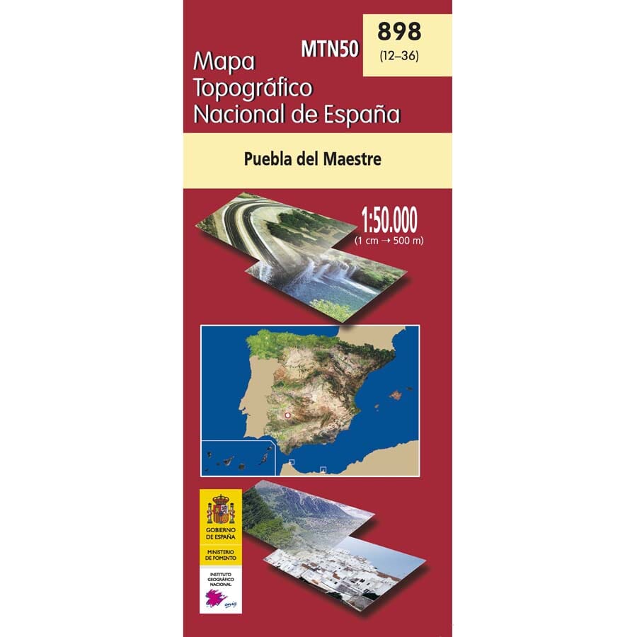 Carte topographique de l'Espagne n° 0898 - Puebla del Maestre | CNIG - 1/50 000 carte pliée CNIG 