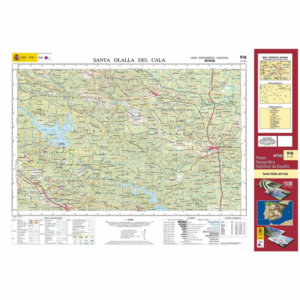 Carte topographique de l'Espagne n° 0918 - Santa Olalla del Cala | CNIG - 1/50 000 carte pliée CNIG 